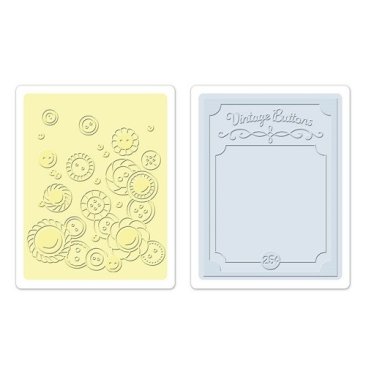 Sizzix® Textured Impressions™ Embossing Folder Set 2PK - Vintage Buttons by Jen Long™
