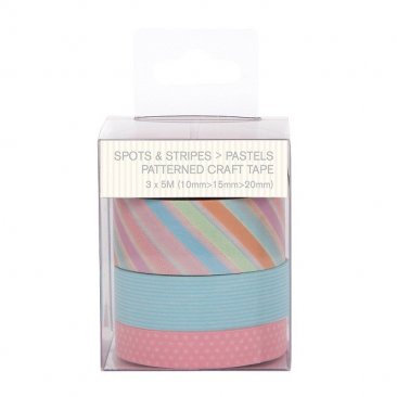 PaperMania Capsule Collection Spots & Stripes Pastels - Patterned Craft Tape (3pcs)