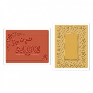 Sizzix® Textured Impressions™ Embossing Folder Set 2PK - Antique Faire & Lace by Jen Long™