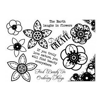 Creative Expressions™ Unmounted Rubber Stamp Set - Steampunk Flowers