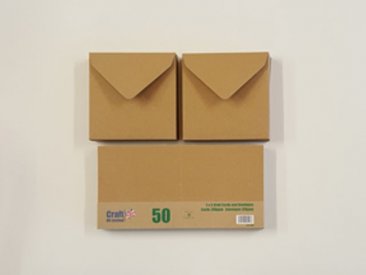 Craft UK© Ltd - 5 x 5 Kraft Cards & Envelopes, 50 pk
