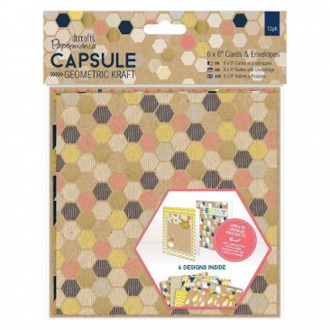 Papermania® Capsule Collection, Geometric Kraft - 6 x 6" Cards & Envelopes (12pk)