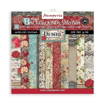 Stamperia© Scrapbooking Pad, 12 x 12 Maxi Background Selection - Desire