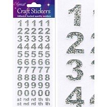 Eleganza® Craft Stickers - Numbers, Block - Sparkling Silver