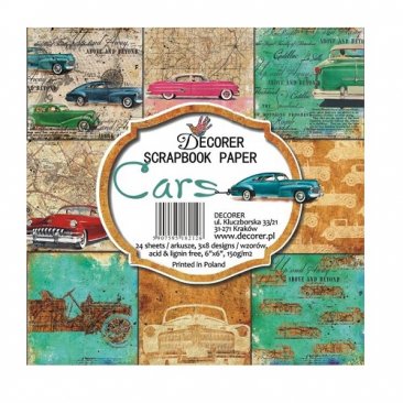 Decorer® 6 x 6 Scrapbook Paper Pack (24 pcs) - Cars