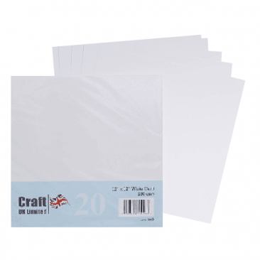 Craft UK© Ltd - 12 x 12 White Premier Card Stock, 250gsm, 20 pk